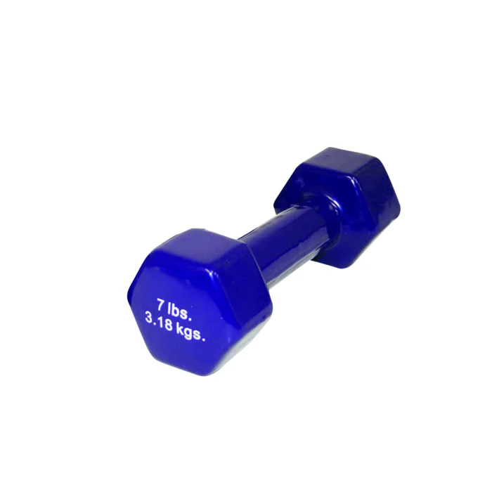 CanDo vinyl coated dumbbell – 7 lb – Purple, each