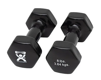 CanDo Vinyl Coated Dumbbell, Black (8 lb), Pair – 10-0557-2