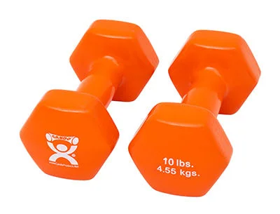 CanDo Vinyl Coated Dumbbell, Orange (10 lb), Pair – 10-0559-2