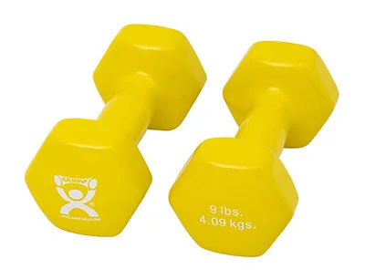 CanDo Vinyl Coated Dumbbell, Yellow (9 lb), Pair – 10-0558-2