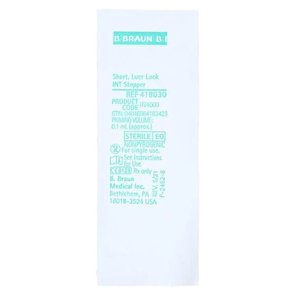 Cap, Intermittent Injection Priming Volume 0.1 mL, Length 3/4 Inch, Proximal Injection Port, Distal Male Luer Lock Connector, DEHP-free, 100/Bx