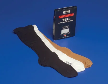 Cardinal Anti-embolism Stockings Knee High Large / Regular White Closed Toe