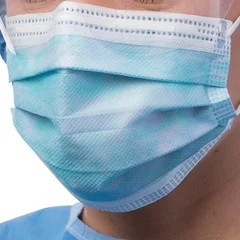 Cardinal Health Surgical Mask Cardinal Health Anti-fog Foam Pleated Earloops One Size Fits Most Blue NonSterile ASTM Level 3, 300 EA/CS