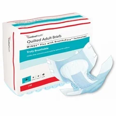 Cardinal Health Unisex Adult Incontinence Brief Wings Quilted Plus with BreatheEasy Technology x-Large Disposable Heavy Absorbency, 60 EA/CS