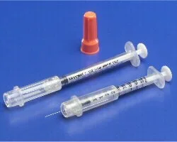Cardinal Monoject Insulin Syringe with Needle 1 mL 29 Gauge 1/2 Inch Attached Needle Safety Slide Needle – 8881511110