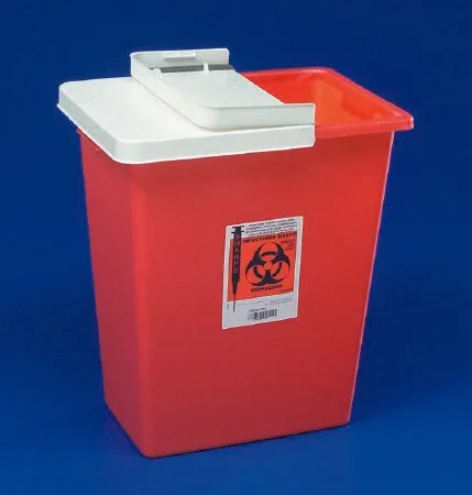Cardinal SharpSafety Sharps Container 1-Piece 17-3/4 H X 11 W X 15-1/2 D Inch 8 Gallon Red Sliding Lid – 8980S