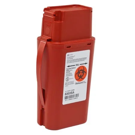 Cardinal SharpSafety Sharps Transport Container 8-¾H X 2-½ D X 4-½ W Inch 1 Quart Red – 8303SA