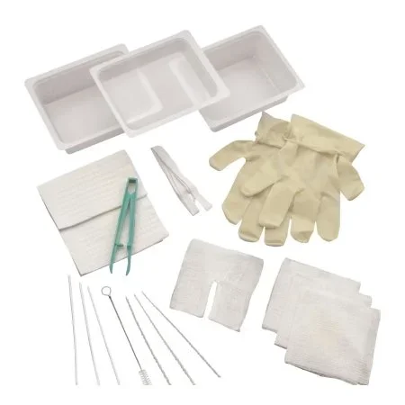 CareFusion Complete Tracheostomy Cleaning Tray with 2 Vinyl Latex Gloves, Sterile