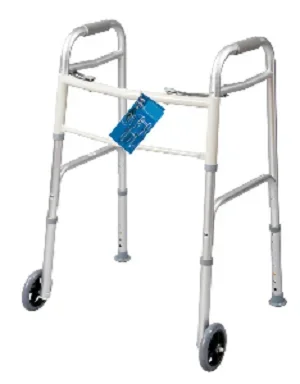 Carex Dual Button Walker With 5″ Wheels – Silver