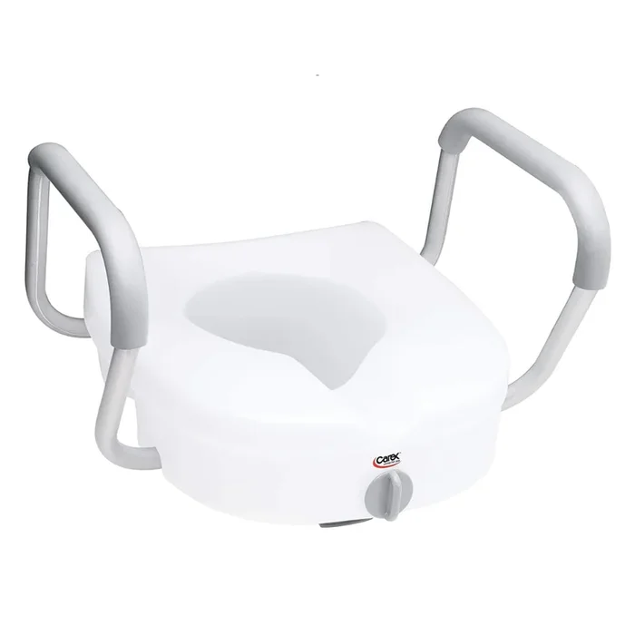 Carex E-Z Lock Raised Toilet Seat with Removable or Adjustable Handles – 5 Inch