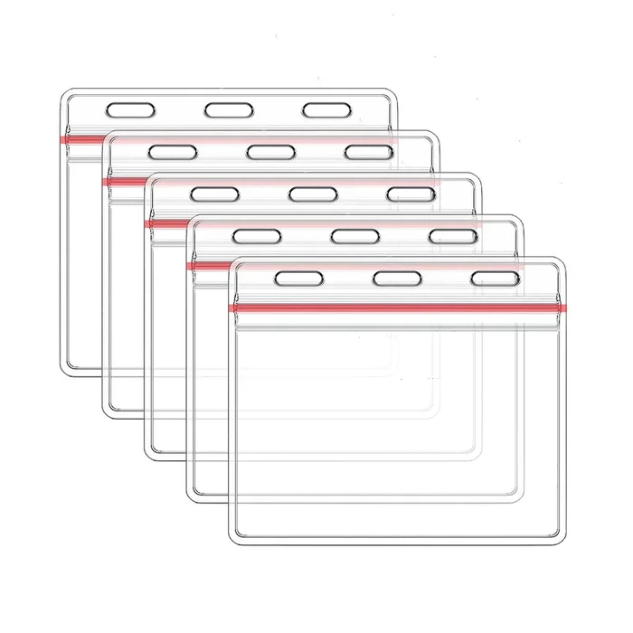 CDC Vaccination Card Protector, Immunization Record Vaccine Card Holder, 4 X 3 Inches Horizontal ID Card Name Tag Badge Holders, Clear Plastic Sleeve with Waterproof Resealable Zip Seal – 5 Pack