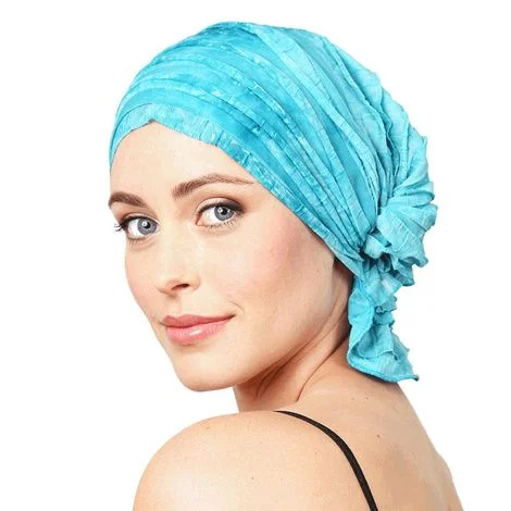 Chemo Beanies Molly Aqua Dye Ruffle