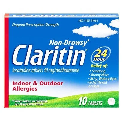 Claritin Non-Drowsy 24 Hour Relief Allergy Medicine (Loratadine 10ml), 10 Count