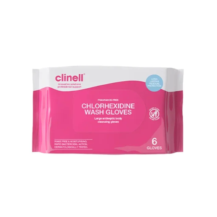 Clinell Chlorhexidine Fragrance Free Wash Gloves 6 Pack