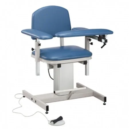 Clinton Industries Power Series Power Blood Drawing Chair Single Adjustable Flip Armrest Royal Blue – 6341-3RB