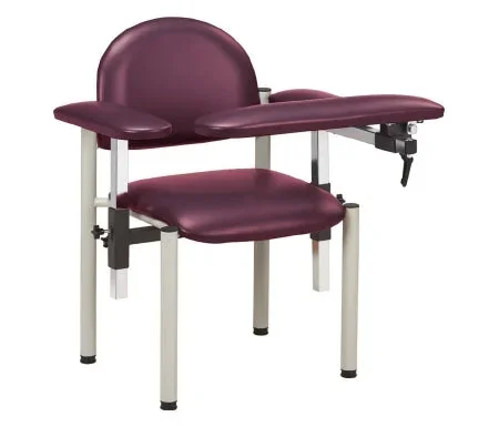 Clinton Industries SC Series Blood Drawing Chair Padded Straight Flip Arm Burgundy – 6050-U-3BG