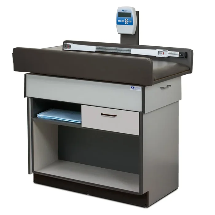 Clinton Industries TABLE, EXAM W/SCALE ASHEN GRY BASE & WEDGEWOOD TOP PED D/S – 7810-1AG-3WW