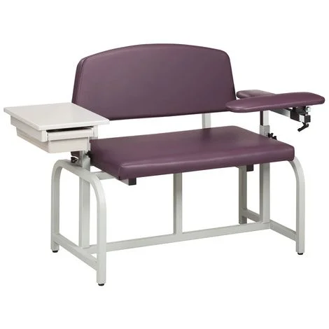 Clinton Lab X Series Bariatric Blood Drawing Chair with Padded Flip Arm and Drawer