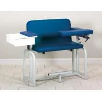 Clinton Lab X Series Extra-Tall & Wide Blood Drawing Chair with Flip-Arm and Drawer, Royal Blue