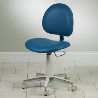 Clinton Premium Series 5-Leg Pneumatic Stool with Contour Seat & D-Shaped Backrest, Cream