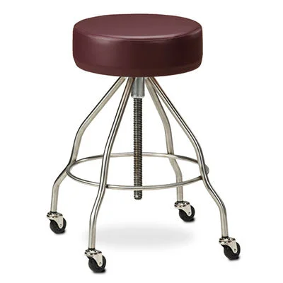 Clinton, Upholstered Top Stainless Steel Stool, 4 Casters – 15-4462
