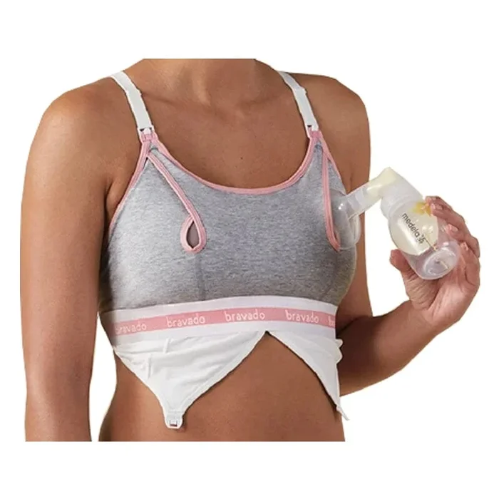 Clip and Pump Hands-Free Nursing Bra Accessory, Dove Heather, Large