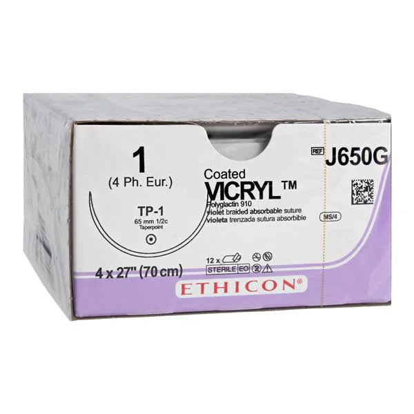 Coated Vicryl Suture 1 27″ Polyglactin 910 Braid TP-1 Violet 12/Bx
