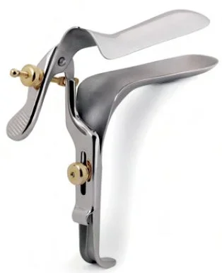 Cooper Surgical Wallach Vaginal Speculum Moore-Graves NonSterile Surgical Grade German Stainless Steel Short Double Blade Duckbill Reusable Without Light Source Capability – 903005