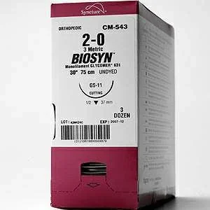 Covidien Biosyn Suture with Needle Absorbable Uncoated Violet Suture Monofilament Polyester Size 4-0 30 Inch Suture 1-Needle 24 mm Length 1/2 Circle Reverse Cutting Needle – SM633