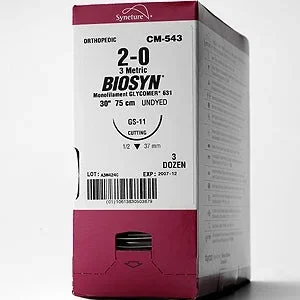 Covidien Biosyn Suture with Needle Absorbable Uncoated Violet Suture Monofilament Polyester Size 5-0 30 Inch Suture 1-Needle 17 mm Length 1/2 Circle Taper Point Needle – UM202