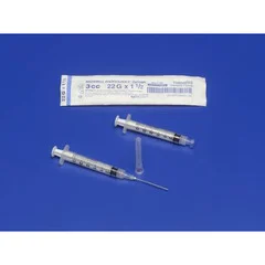 Covidien Syringe with Hypodermic Needle Monoject 3 mL 21 Gauge 1 Inch Detachable Needle Without Safety