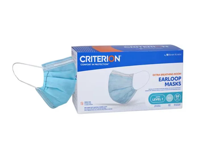 Criterion Earloop Mask ASTM Level 1 Blue Adult