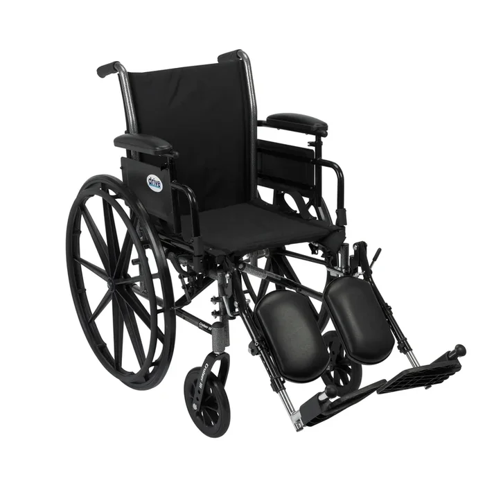 Cruiser III Light Weight Wheelchair with Flip Back Removable Arms, Adjustable Height Desk Arms, Elevating Leg Rests, 18″