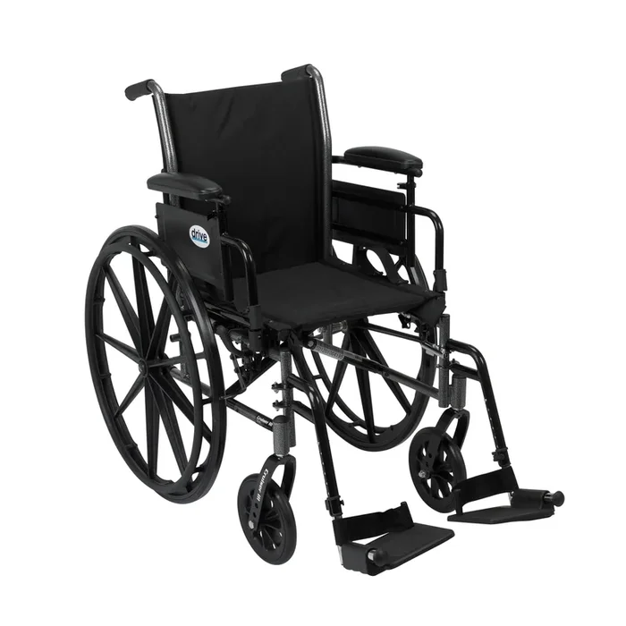 Cruiser III Light Weight Wheelchair with Flip Back Removable Arms, Adjustable Height Desk Arms, Swing away Footrests, 18″