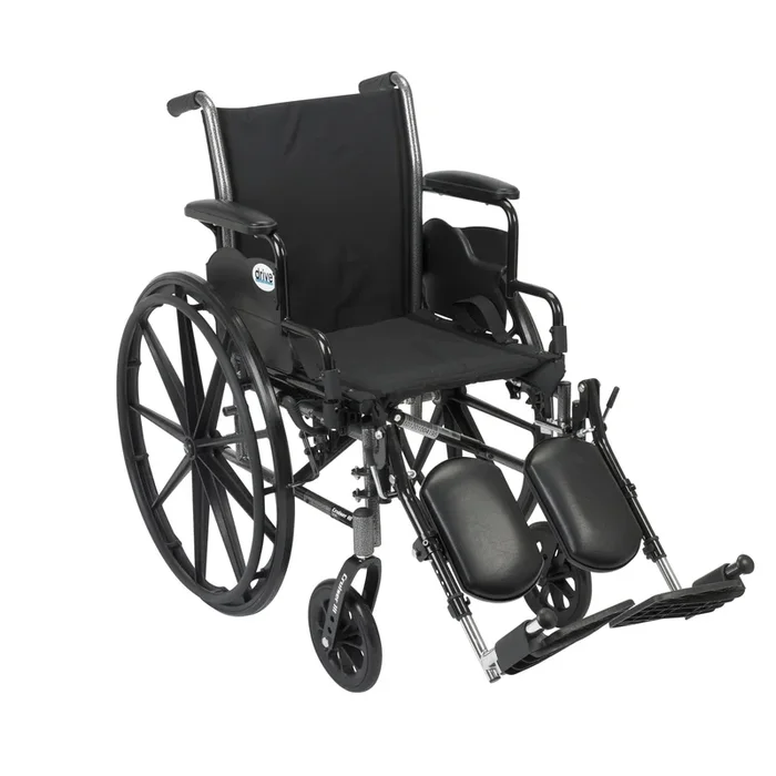 Cruiser III Light Weight Wheelchair with Flip Back Removable Arms, Desk Arms, Elevating Leg Rests, 18″ Seat