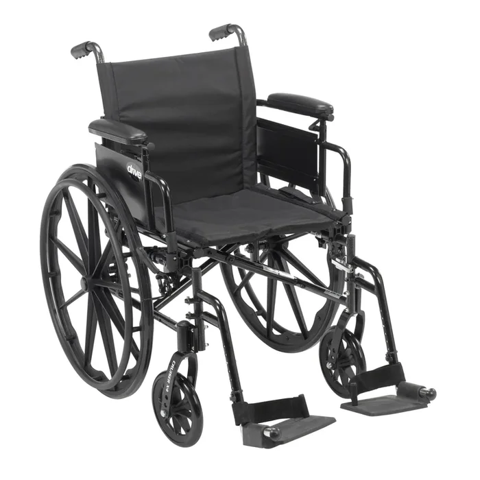 Cruiser X4 Lightweight Dual Axle Wheelchair with Adjustable Detachable Arms, Desk Arms, Swing Away Footrests, 20″ Seat