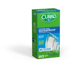 Curad CURAD Clear Waterproof Adhesive Strips, Assorted Sizes, 24 BX/CS