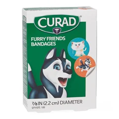 Curad CURAD Furry Friends Plastic Adhesive Bandage, 7/8 dia. Spot, 100 EA/BX