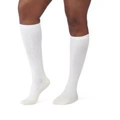 Curad CURAD Knee-High Cushioned Compression Hosiery with 15-20 mmHg, White, Size D, Regular Length, 1/EA