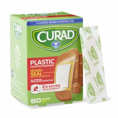 Curad CURAD Plastic Adhesive Bandage, Assorted Sizes, 80/Box, 1/BX