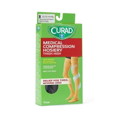 Curad CURAD Thigh-High Compression Hosiery with 20-30 mmHg, Black, Size C, 1/EA