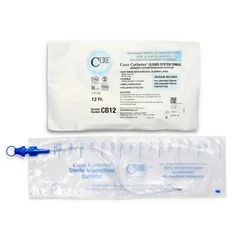 Cure Medical Intermittent Catheter Tray Catheter Closed System / Straight Tip 12 Fr. Without Balloon, 100 EA/CS