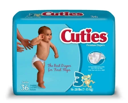 Cuties Baby Diaper Tab Closure Disposable Heavy Absorbency Size 3