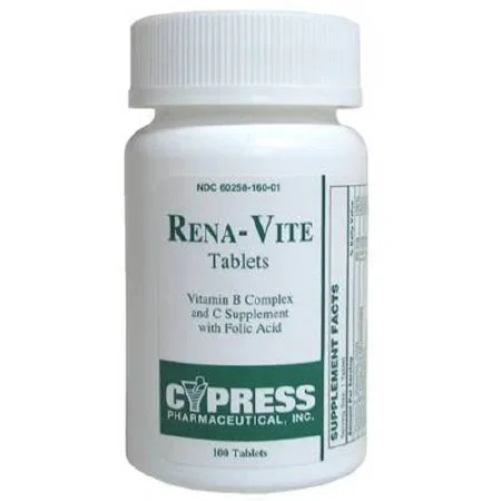 Cypress Pharmaceutical Rena-Vite Multivitamin Supplement Folic Acid / Vitamin B 0.8 mg Strength Tablet 100 per Bottle – 60258016001