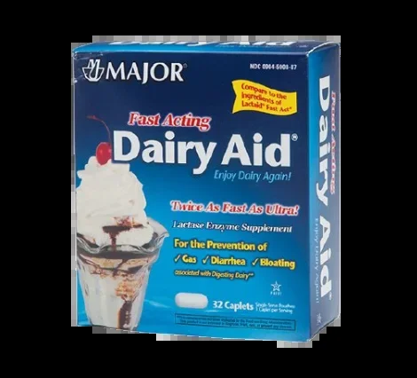Dairy Aid Lactase Enzyme 9000 IU Strength, 32 Caplets