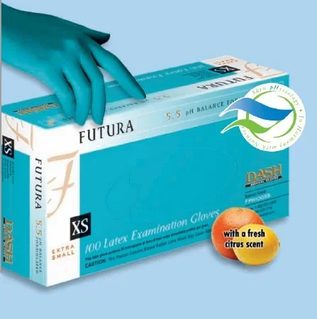 Dash Medical Exam Glove NonSterile Latex Standard Cuff Length Fully Textured Teal