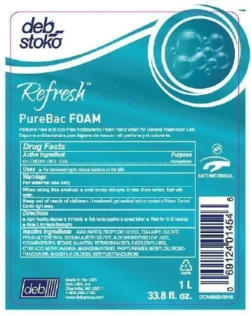 Deb RefreshPureBac Antibacterial Soap Foaming 1,000 mL Dispenser Refill Bottle Unscented – PBF1L