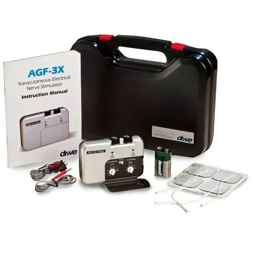 Deluxe Dual Channel TENS Unit Horizontal Design with Electrodes & Carry Case