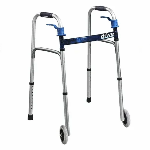 Deluxe Folding Walker with Trigger Release and 5 inch Wheels