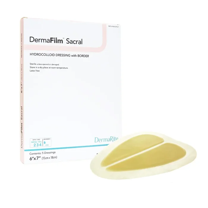 DermaFilm Hydrocolloid Dressing, Sacral, 6″ x 7″